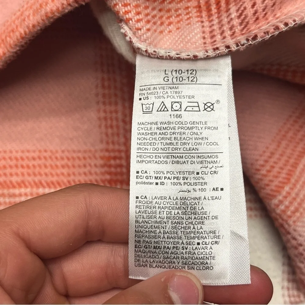 Old navy kids peach plaid oversized tunic shacket